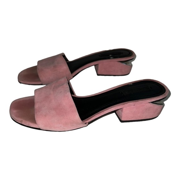 Alexander Wang Lou Pink Suede Slide Sandals - Picture 4 of 10